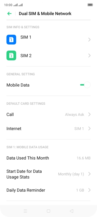 Press the required SIM.