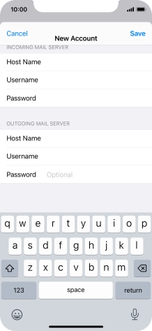Press Password and key in the password for your email account.
