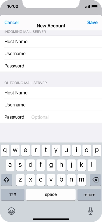 Press Password and key in the password for your email account.