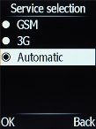 Select the required network mode.