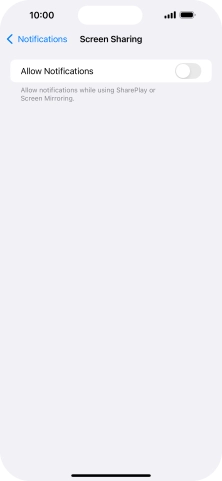 Press the indicator next to 'Allow Notifications' to turn the function on or off.
