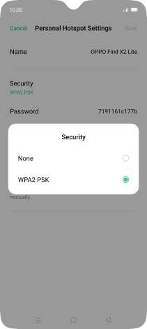 Press WPA2 PSK to password protect your WiFi hotspot.