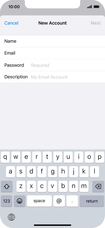 Press Password and key in the password for your email account. Press Password and key in the password for your email account.