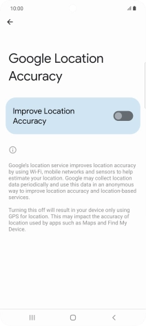 If you press the indicator next to 'Improve Location Accuracy' to turn on the function, your phone can find your exact position using the GPS satellites, the mobile network and nearby WiFi networks. Satellite-based GPS requires a clear view of the sky.