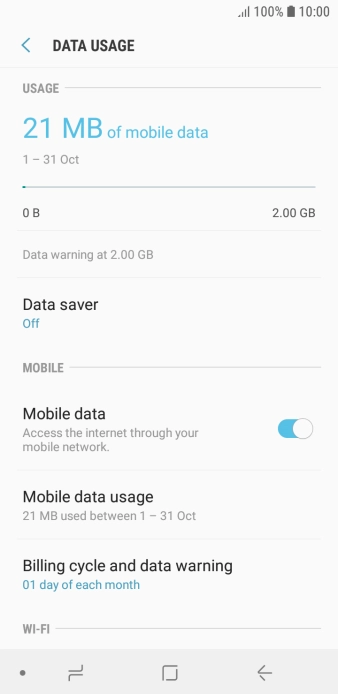 The total data usage is displayed.