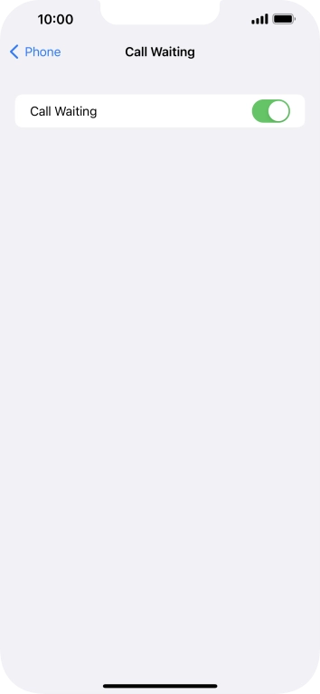 Press the indicator next to 'Call Waiting' to turn the function on or off.