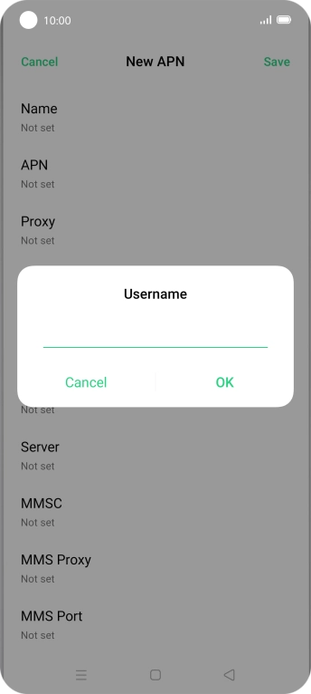 Key in o2wap and press OK.