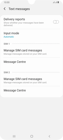 Press 'Message Centre' below the required SIM.