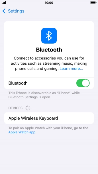 Press the required Bluetooth device and follow the instructions on the screen to pair the device with your phone.