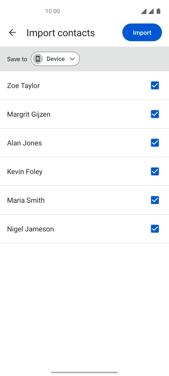 Press the fields next to the required contacts to select them.