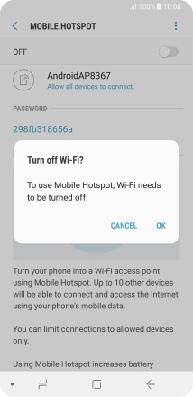 If WiFi is turned on, press OK.
