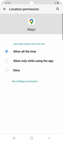 Press the required setting.