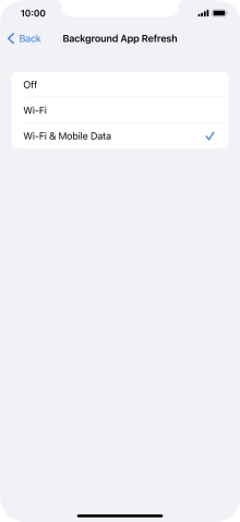 To turn off background refresh of apps, press Off.