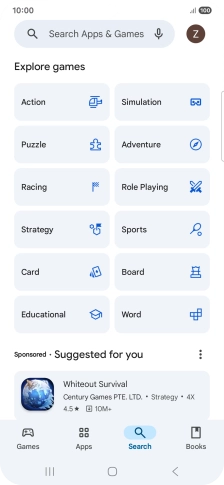 Press the search field.
