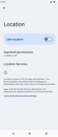 Press the indicator next to 'Use location' to turn the function on or off.