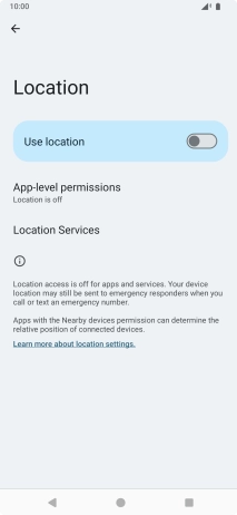 Press the indicator next to 'Use location' to turn the function on or off.