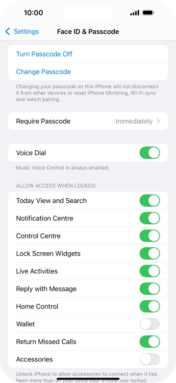 Press Turn Passcode Off and key in the lock code.