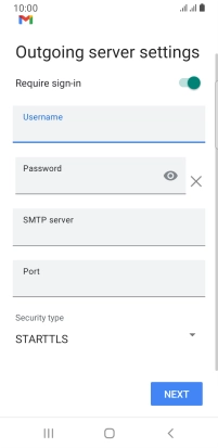 Press the field below 'Password' and key in the password of your email provider's outgoing server.