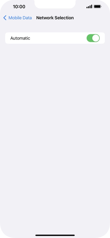 Press the indicator next to 'Automatic' to turn automatic network selection on or off.