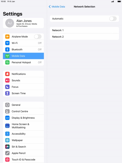 If you turn off the function, press the required network.