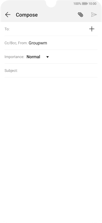 Press the field next to 'To:' and key in the first letters of the recipient's name. Press the field next to 'To:' and key in the first letters of the recipient's name.