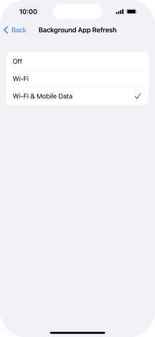 To turn off background refresh of apps, press Off.