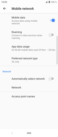 Press the indicator next to 'Automatically select network' to turn on the function.