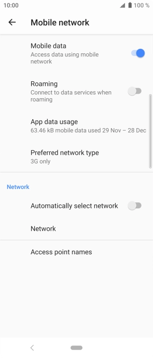 Press the indicator next to 'Automatically select network' to turn on the function.