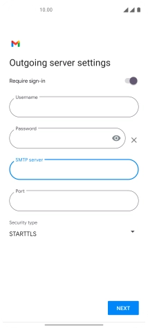 Press the field below 'Port' and key in 25.