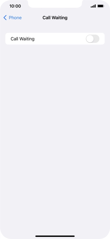 Press the indicator next to 'Call Waiting' to turn the function on or off.