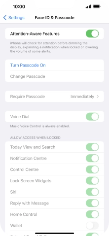 Press Turn Passcode On and key in a phone lock code of your own choice twice.