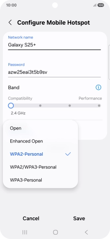 Press WPA3-Personal to password protect your WiFi hotspot.