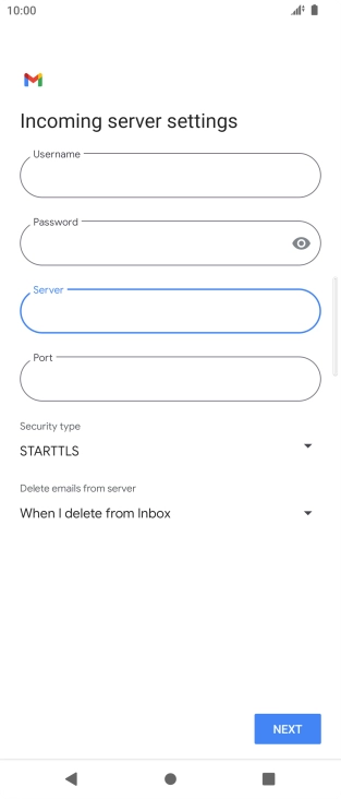 Press the field below 'Port' and key in 110.