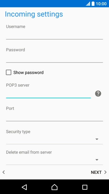 Press the field below 'Port' and key in 110. Press the field below 'Port' and key in 110.