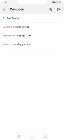Press the text input field and write the text for your email.