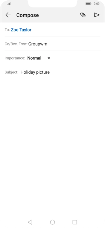 Press the text input field and write the text for your email.