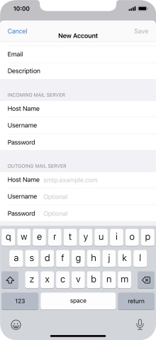 Press Host Name and key in the name of your email provider's outgoing server.