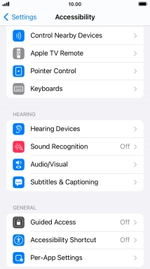 Press the required category below 'HEARING' and follow the instructions on the screen to select the required settings.