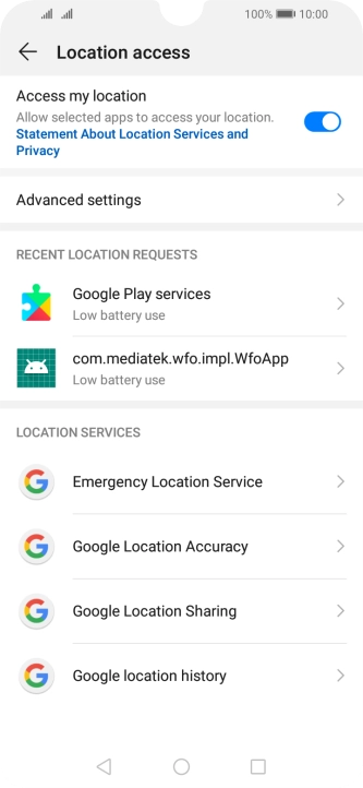Press Google Location Accuracy.