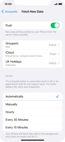 Press the indicator next to 'Push' to turn the function on or off.
