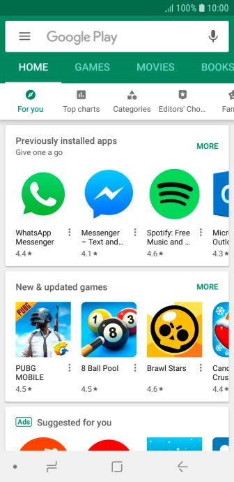 Press the search field.