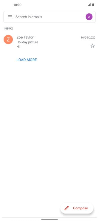 Press the email account icon. Press the email account icon.