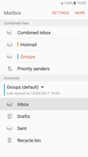 Press the required account.