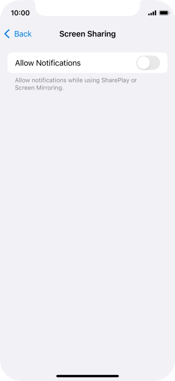 Press the indicator next to 'Allow Notifications' to turn the function on or off. Press the indicator next to 'Allow Notifications' to turn the function on or off.