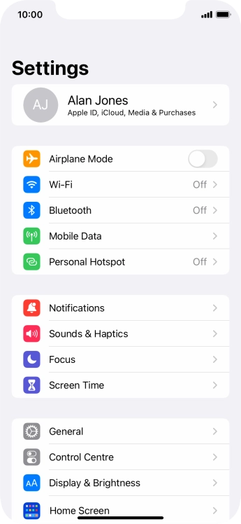 Press Mobile Data.
