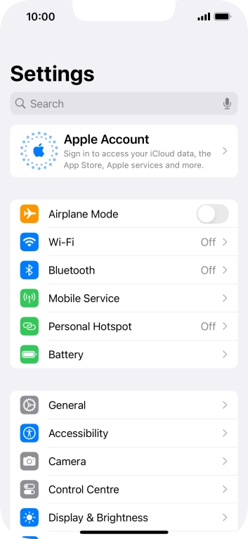 Press Apple Account.