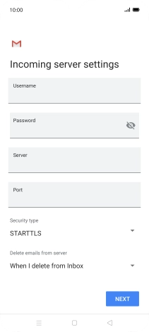 Press the field below 'Username' and key in the username for your email account.