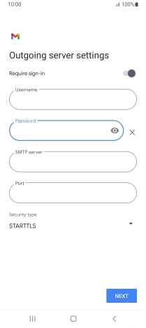 Press the field below 'SMTP server' and key in the name of your email provider's outgoing server.