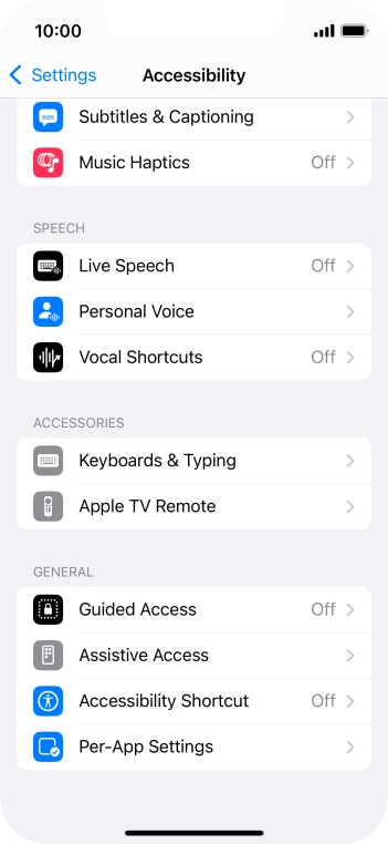 Press the required category below 'GENERAL' and follow the instructions on the screen to select the required settings.