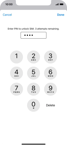 Key in your SIM PIN and press Done. The default SIM PIN is 0000.